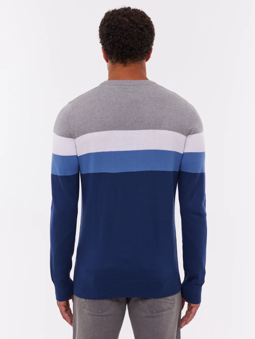 Toone Striped Crew Neck Sweater - Blue - Image 3