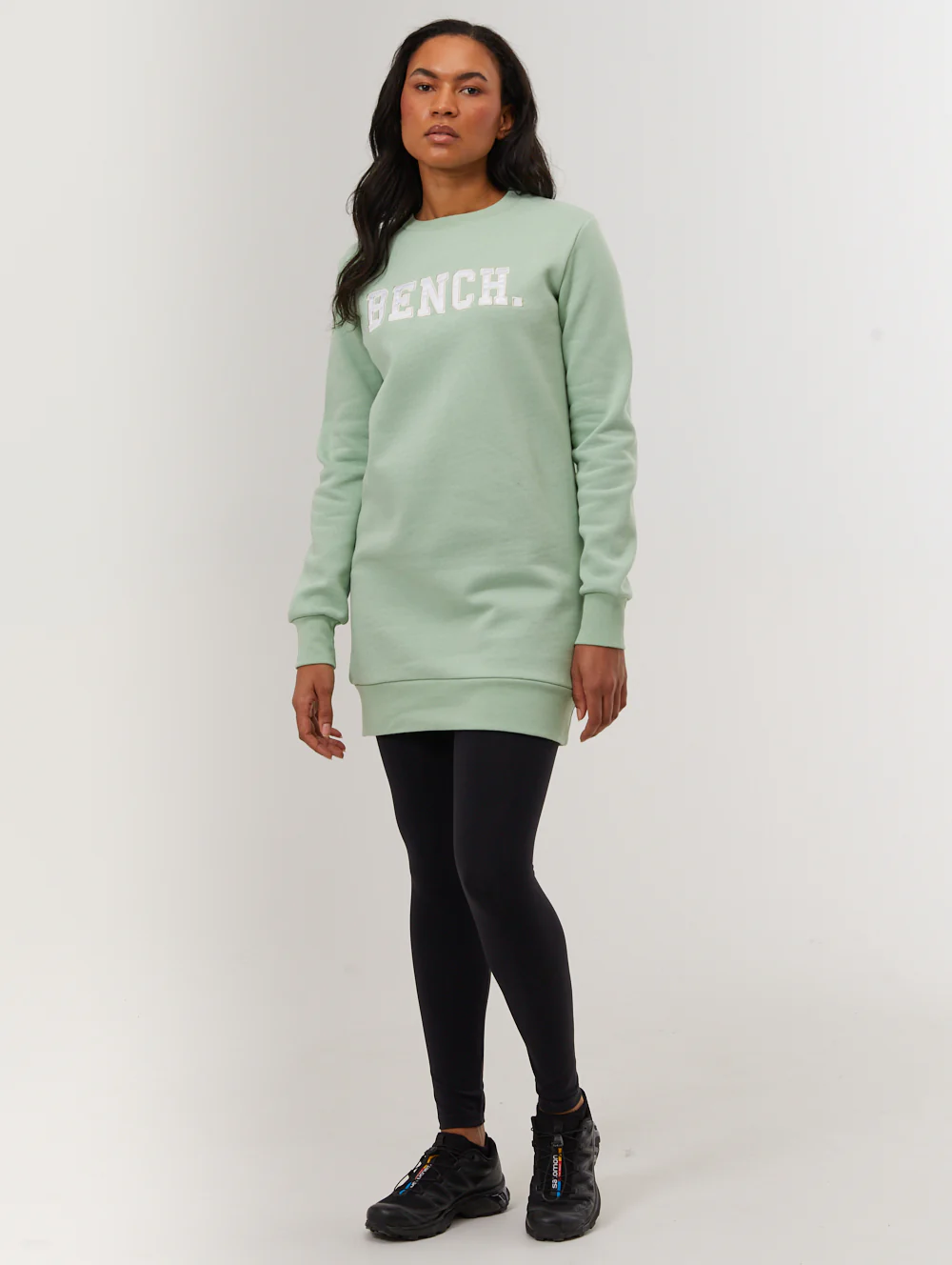 Urlenne Collegiate Logo Crew Neck Longline Sweatshirt - Green - Image 2