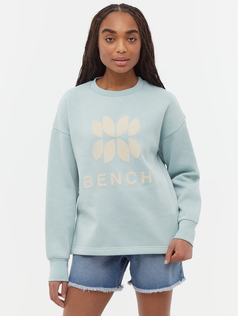 Zie Graphic Crew Neck Sweatshirt - Aqua