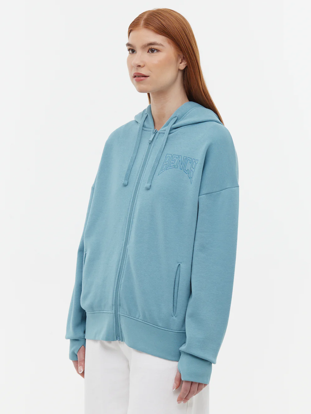 Zira Athletic Logo Zip-Up Hoodie - Blue - Image 5