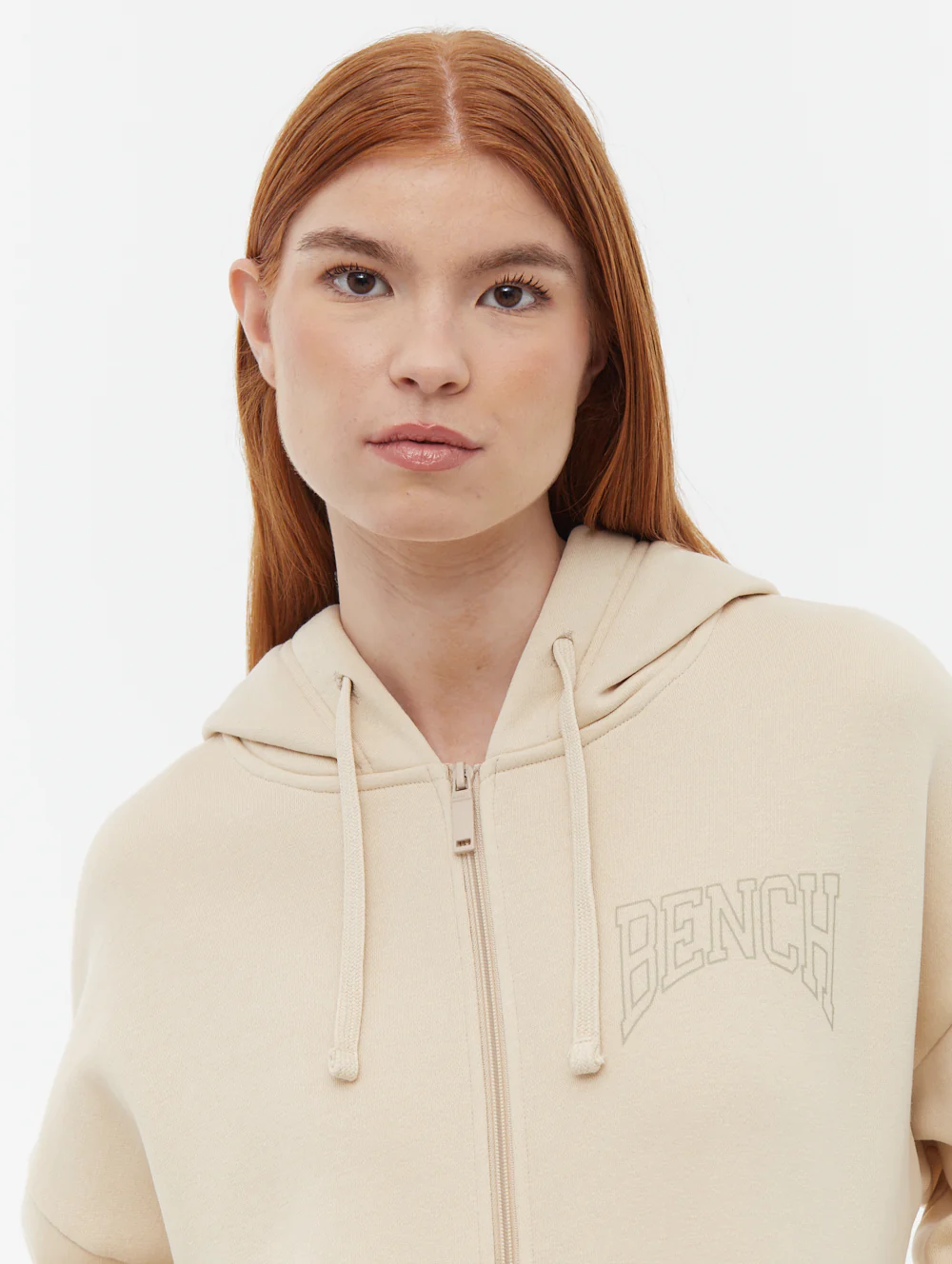 Zira Athletic Logo Zip-Up Hoodie - Beige - Image 4